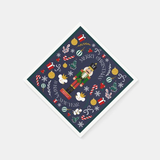 Merry Christmas nutcracker custom monogram スタンダードカクテルナプキン (角)