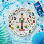 Merry Christmas nutcracker custom monogram ペーパープレート (パーティー)
