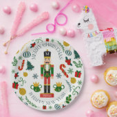 Merry Christmas nutcracker custom monogram ペーパープレート (パーティー)