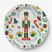 Merry Christmas nutcracker custom monogram ペーパープレート (正面)