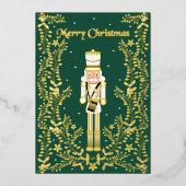 Merry Christmas Nutcracker Gold Foil Holiday Card 箔シーズンカード (正面)