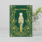 Merry Christmas Nutcracker Gold Foil Holiday Card 箔シーズンカード (立ち正面)