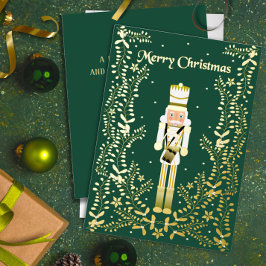 Merry Christmas Nutcracker Gold Foil Holiday Card 箔シーズンカード