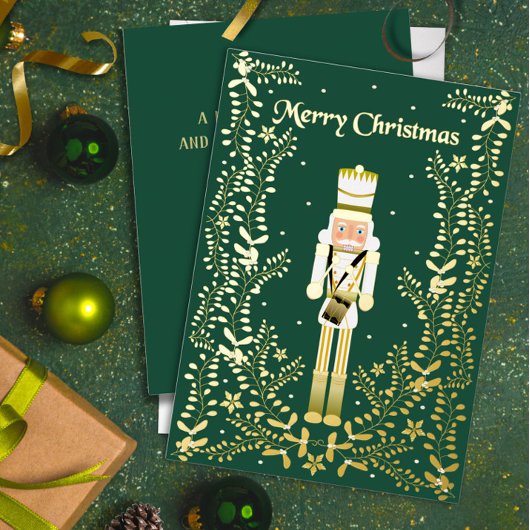 Merry Christmas Nutcracker Gold Foil Holiday Card 箔シーズンカード