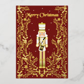 Merry Christmas Nutcracker Gold Foil Holiday Card 箔シーズンカード (正面)