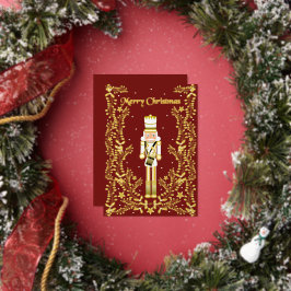 Merry Christmas Nutcracker Gold Foil Holiday Card 箔シーズンカード
