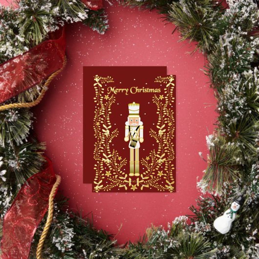 Merry Christmas Nutcracker Gold Foil Holiday Card 箔シーズンカード (インサイチュ)
