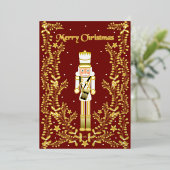 Merry Christmas Nutcracker Gold Foil Holiday Card 箔シーズンカード (立ち正面)