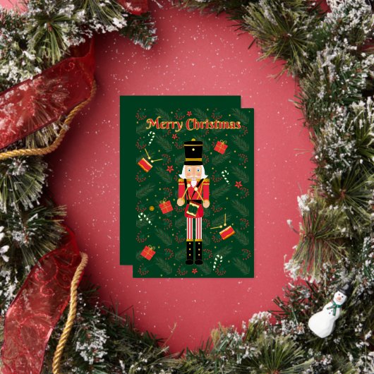 Merry Christmas Nutcracker Green Foil Holiday Card 箔シーズンカード (インサイチュ)