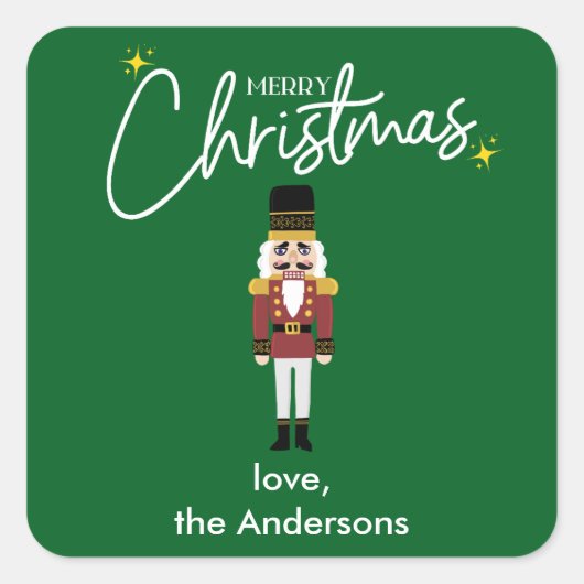 Merry Christmas Nutcracker Personalize Sticker スクエアシール (正面)