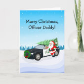 Merry Christmas Officer Daddy Santa With Cop Car カード (正面)