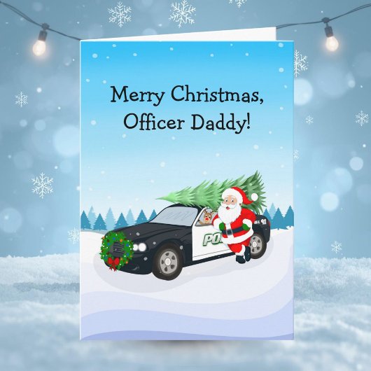 Merry Christmas Officer Daddy Santa With Cop Car カード