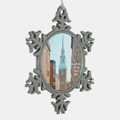 Merry Christmas Old North Church Boston ornament スノーフレークピューターオーナメント (左)