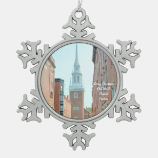 Merry Christmas Old North Church Boston ornament スノーフレークピューターオーナメント
