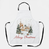 Merry Christmas Old Vintage Christmas Illustration エプロン (正面)