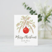 Merry Christmas Ornament Botanical Elegant シーズンカード (スタンド正面)