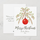 Merry Christmas Ornament Botanical Elegant シーズンカード (正面/裏面)