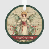 Merry Christmas Ornament Retro Angel Holiday Gift オーナメント (裏面)