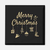 Merry Christmas Ornaments gold マグネット (正面)