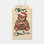 Merry Christmas - Ourson et cadeau de noël ギフトタグ (正面)