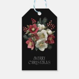 Merry Christmas Painterly Hellebore Holiday Design ギフトタグ