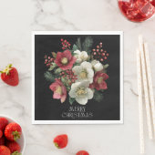 Merry Christmas Painterly Hellebore Holiday Design スタンダードランチョンナプキン (インサイチュ)
