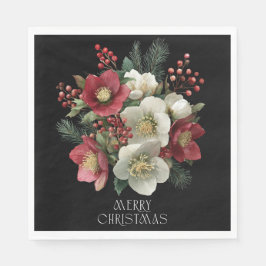 Merry Christmas Painterly Hellebore Holiday Design スタンダードランチョンナプキン
