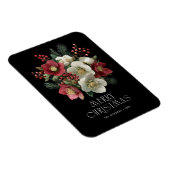 Merry Christmas Painterly Hellebore Holiday Design マグネット (右側)