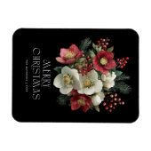 Merry Christmas Painterly Hellebore Holiday Design マグネット (横)