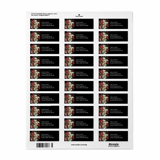 Merry Christmas Painterly Hellebore Holiday Design ラベル (フルシート)