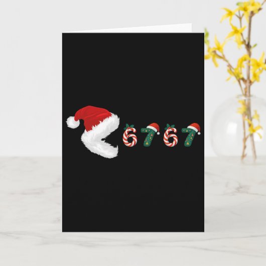 Merry Christmas Pajamas Eating 67 Meme Six Seven  カード (黄色い花)