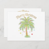 Merry Christmas Palm Tree Light New Year Tropical  エンクロージャーカード (正面/裏面)