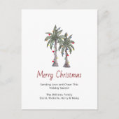 Merry Christmas Palm Trees Tropical Beach シーズンポストカード (正面)