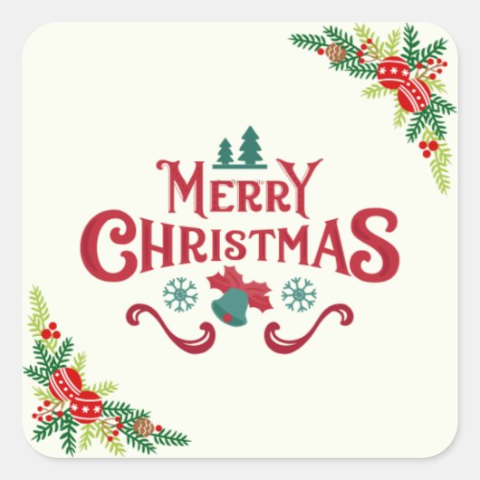 Merry Christmas paper スクエアシール (正面)