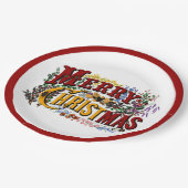 Merry Christmas Paper Plates ペーパープレート (アングル)