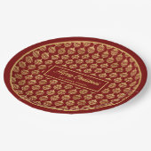 Merry Christmas Paper Plates Luxe Red Gold Accent ペーパープレート (アングル)