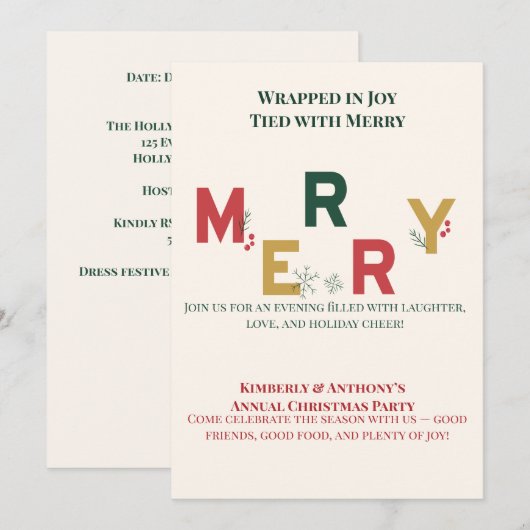 Merry Christmas Partyとタイアップ 招待状 (正面/裏面)