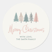 Merry Christmas Pastel Tree ラウンドシール (正面)
