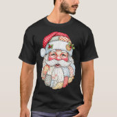 Merry Christmas Patchwork Santa Claus Face X-mas H Tシャツ (正面)