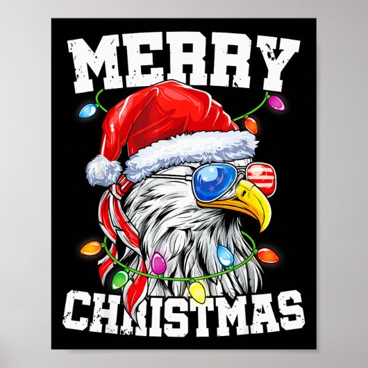 Merry Christmas Patriotic Usa Patriotic Santa Bald ポスター (正面)