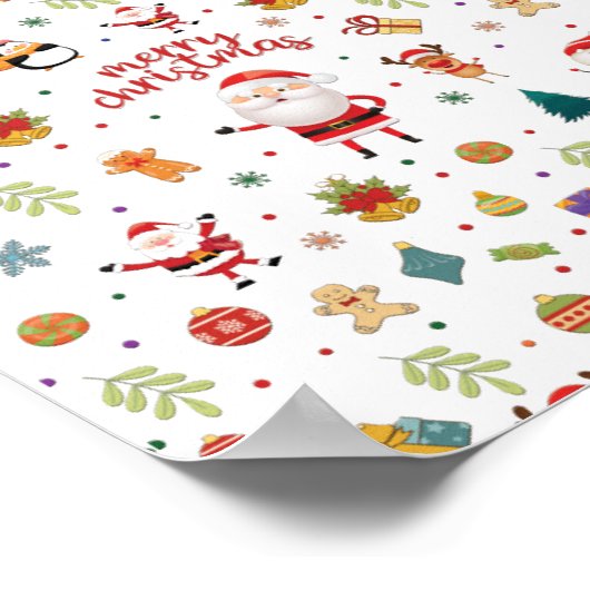Merry Christmas Pattern ポスター (角)
