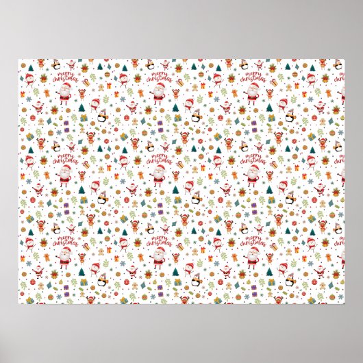 Merry Christmas Pattern ポスター (正面)