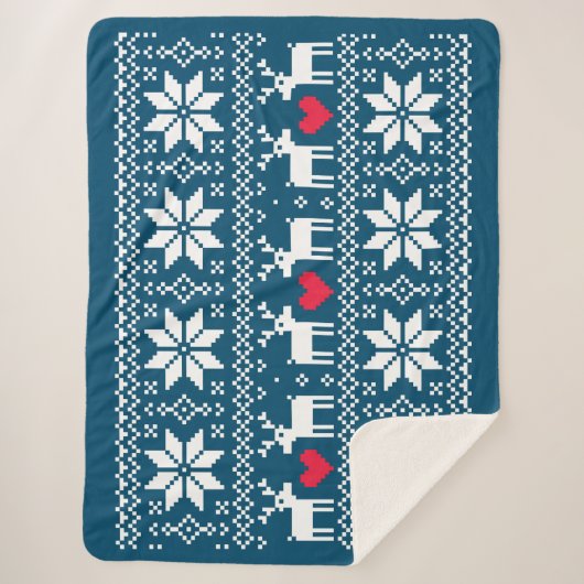 Merry Christmas pattern 2 シェルパブランケット (正面)