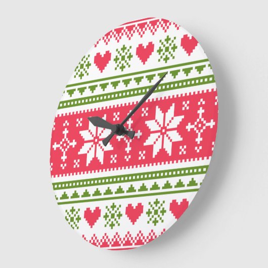 Merry Christmas pattern 3 ラージ壁時計 (傾斜)