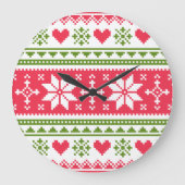 Merry Christmas pattern 3 ラージ壁時計 (正面)