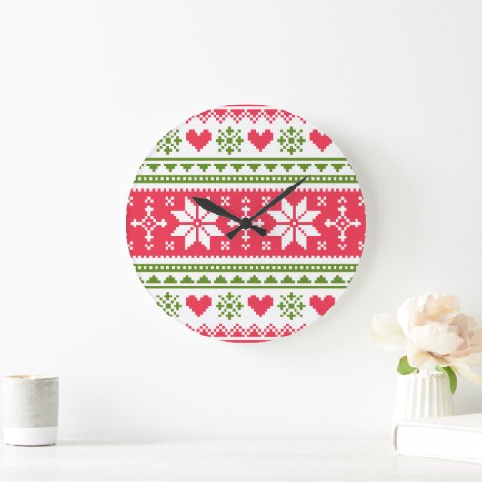 Merry Christmas pattern 3 ラージ壁時計 (ホーム)