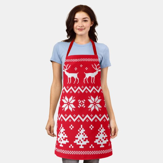 Merry Christmas pattern 4 エプロン (着用した状態)