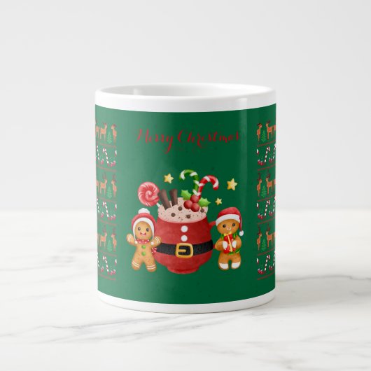 Merry Christmas Pattern,Christmas Gifts ジャンボコーヒーマグカップ (正面)