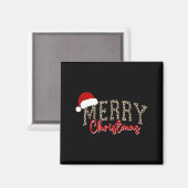 Merry Christmas Pattern Xmas Leopard Family Cute W マグネット (正面/裏面)