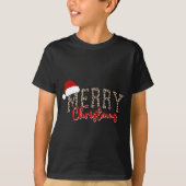 Merry Christmas Pattern Xmas Leopard Family Cute W Tシャツ (正面)